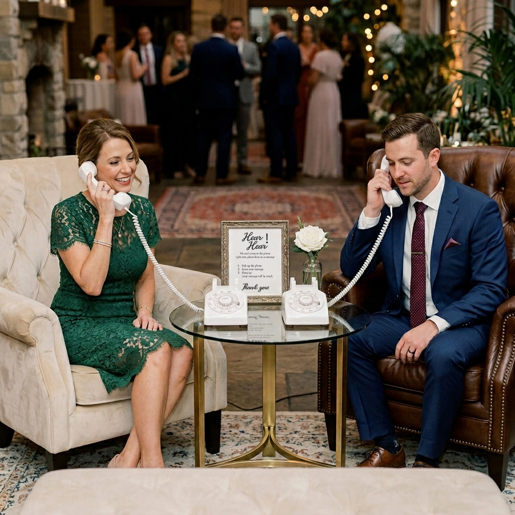 Hear Hear Modern audio guestbook phone at a wedding reception